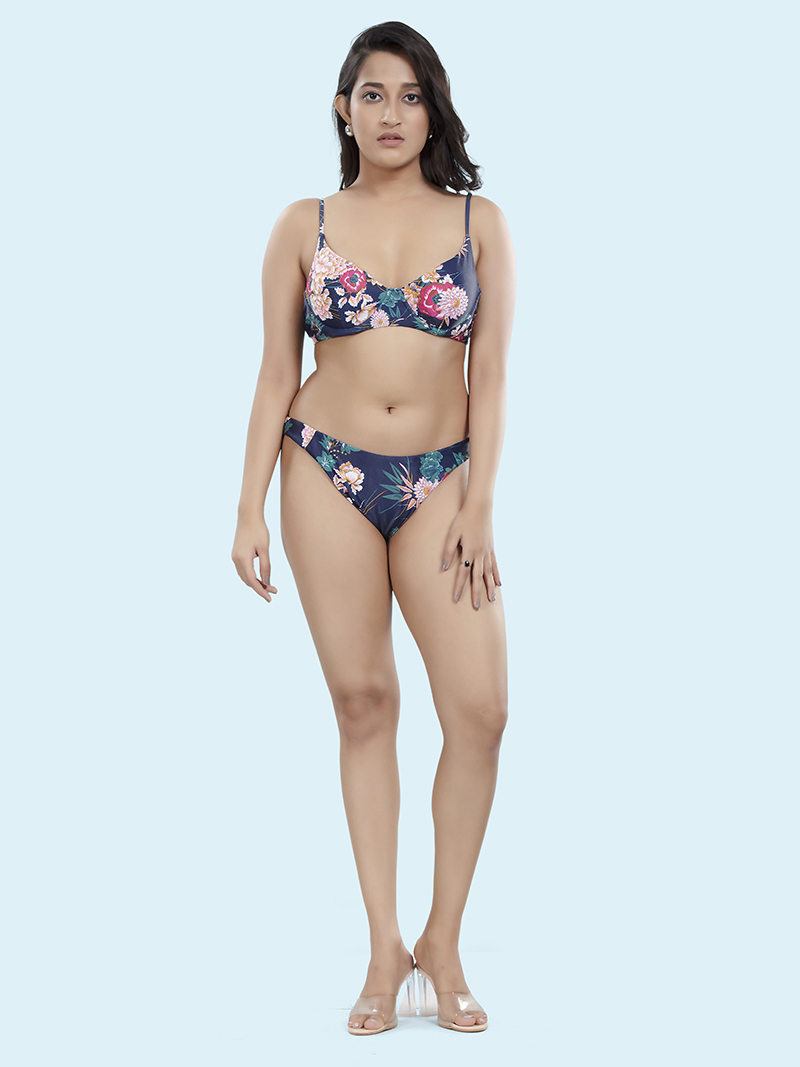 Floral Bikini Set In Blue | Bold & Bae Fashion